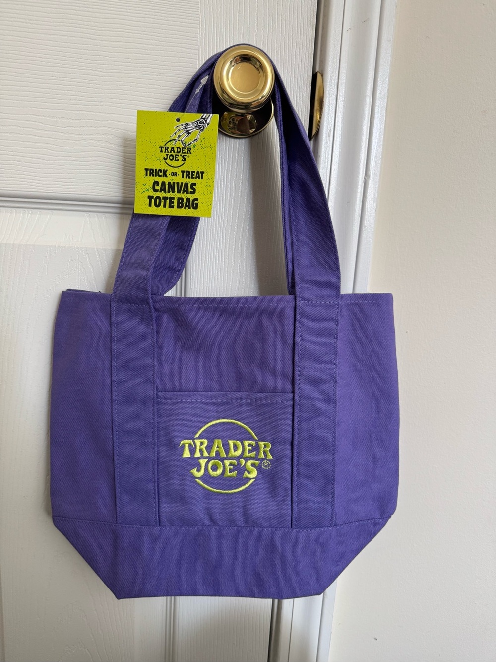 Trader Joe’s Trick or Treat Purple Small Canvas Tote Bag Brand New!